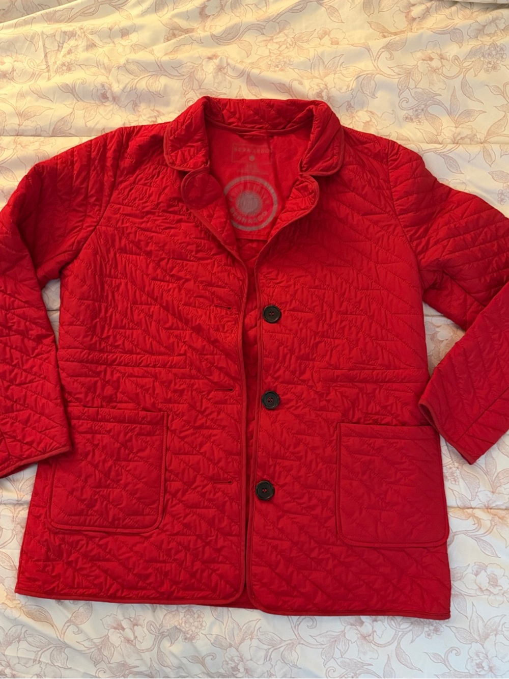 Bernardo Red Quilted Button-Up Puffer Jacket
